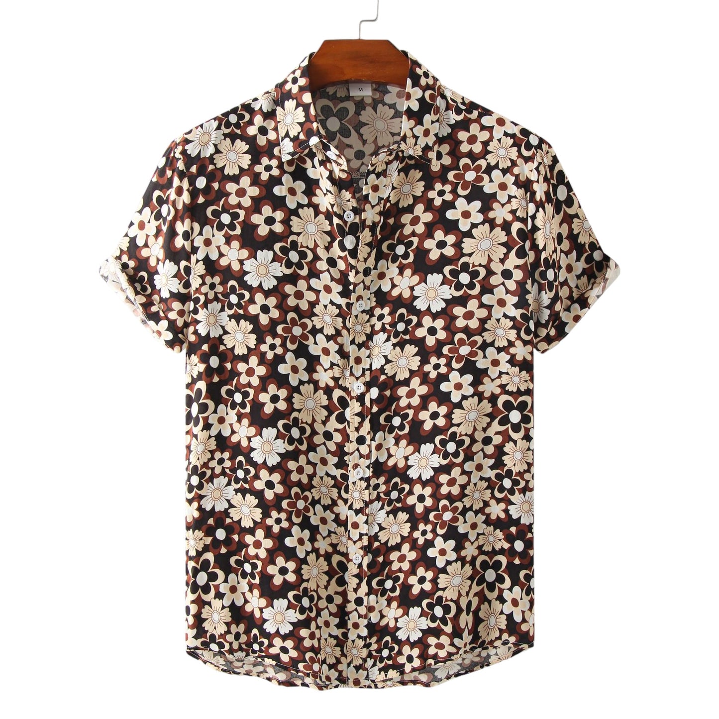 Mens summer button up shirt - Floral pattern