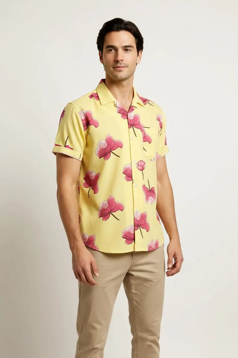 Bamboo hemp floral shirts for men - Dan Flashes