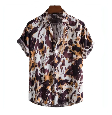 Dark & Light Pattern Button-Up Shirt for men in cotton-linen blend - Dan Flashes