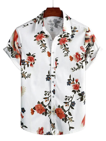 Casual Floral Print Shirt for men in cotton-linen blend - Dan Flashes