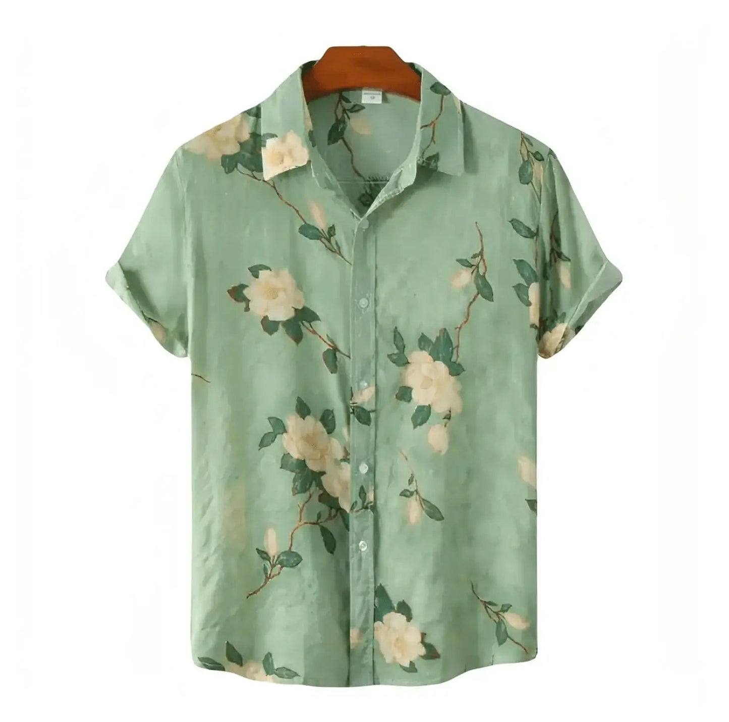 Bloom Floral Hawaiian Shirt, Green option, front view