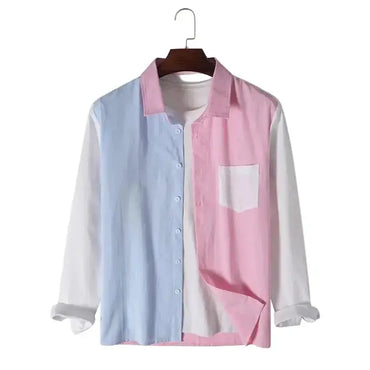 Colorblock Patch Long Sleeve Shirt for men - Dan Flashes