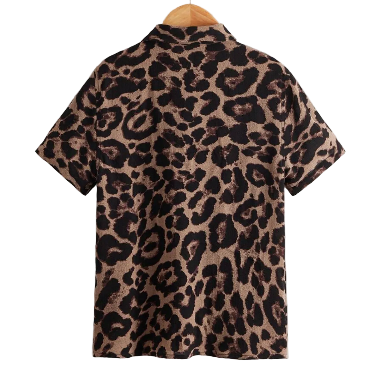 Mens animal print band collar shirt, print detail - Dan Flashes