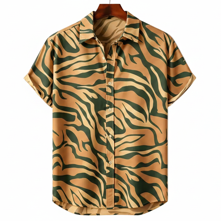 Zebra print short sleeve shirt for men in cotton-linen - Dan Flashes