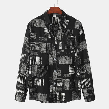 Slim Autumn Long Sleeve Shirt - 0 - Dan Flashes - Black - Autumn Plaid Long Sleeve Slim Casual Shirt Men's Dan Flashes