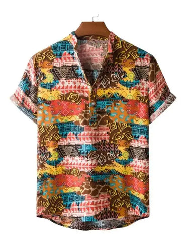 Summer Flash Print Button-Up Shirt for men in cotton-linen blend - Dan Flashes