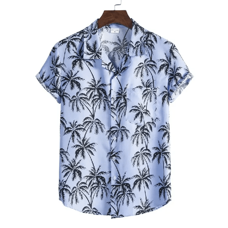 Palm Tree Button Up - Shirt - Dan Flashes - Light Blue - Palm tree button up - Dan Flashes