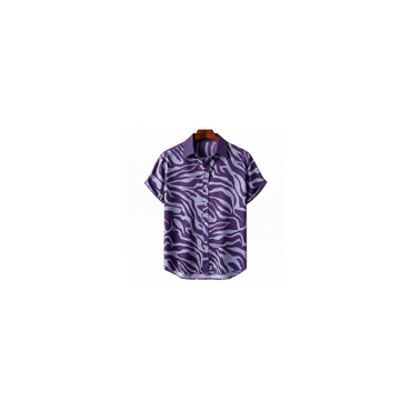 Purple zebra print short sleeve shirt for men in- - Dan Flashes