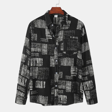 Slim Autumn Long Sleeve Shirt - 0 - Dan Flashes - Black - Autumn Plaid Long Sleeve Slim Casual Shirt Men's Dan Flashes