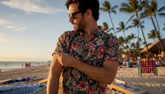 Man adjusting sleeve of organic cotton shirt