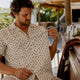 Man inspecting a bamboo shirt after wear