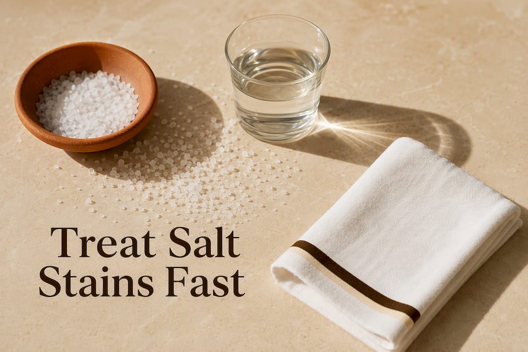 Salt crystals and vinegar for stain treatment