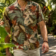 Adult man wearing a Dan Flashes Aloha shirt