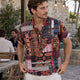 Man wearing patterned shirt at rehearsal dinner