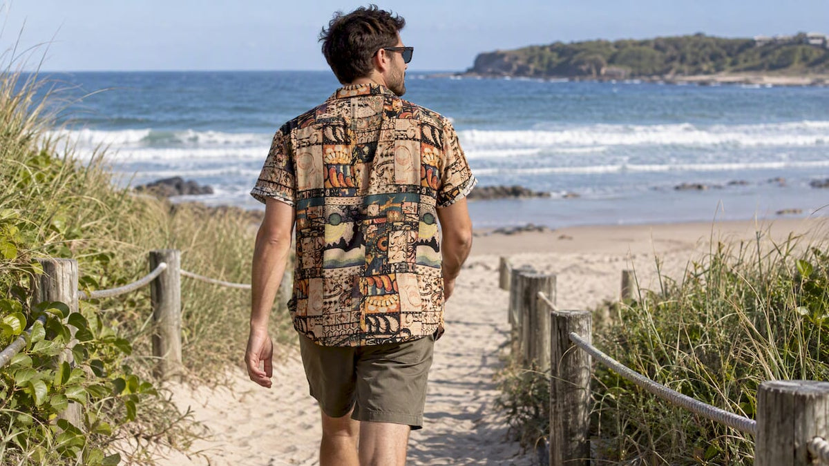 Man wearing a Dan Flashes shirt at the beach
