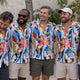 Adult men wearing coordinated Dan Flashes shirts
