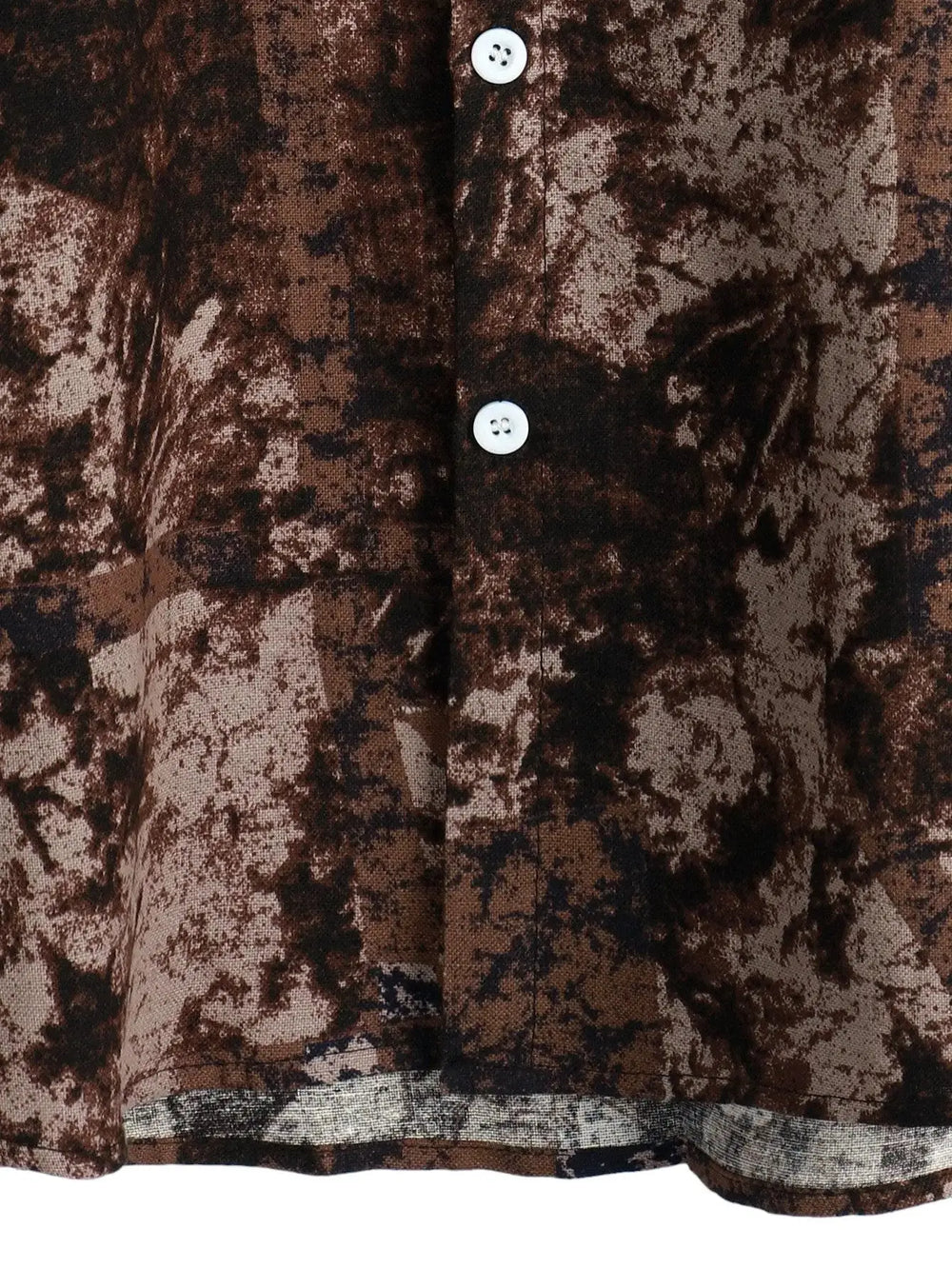 Brown Mottled Pattern Shirt, hem and pattern detail
