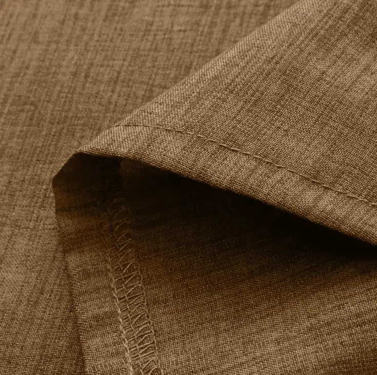Solid Band Collar Short-Sleeve Shirt, pattern and fabric detail