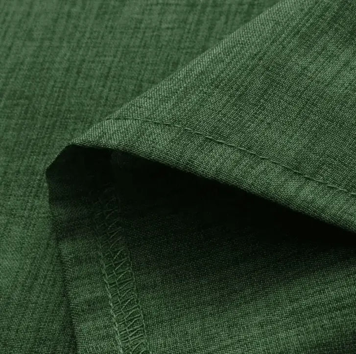 Solid Band Collar Short-Sleeve Shirt, pattern and fabric detail