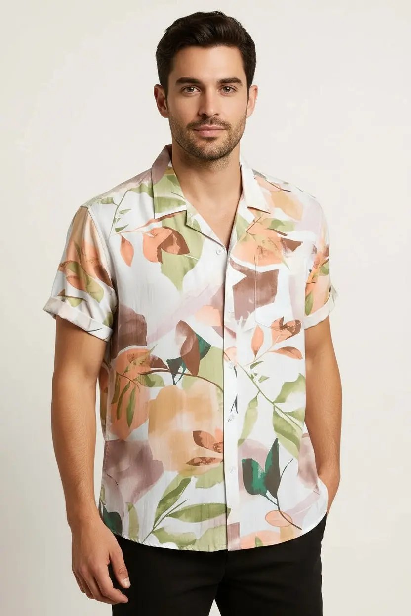 Awdenio Mens T-shirts Hawaiian Shirts 3D Graphic Button Down Short Sleeve Tropical Holiday Beach Aloha Shirt