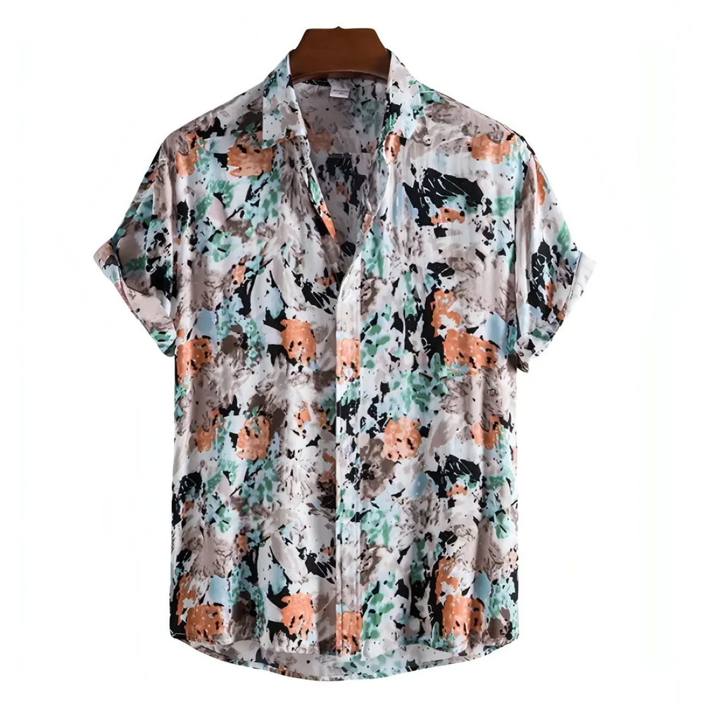 Abstract Mottled Button-Up Shirt, Light option, front view