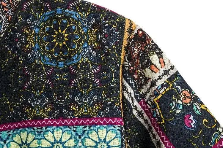 Ornamental Patchwork Summer Shirt, collar detail