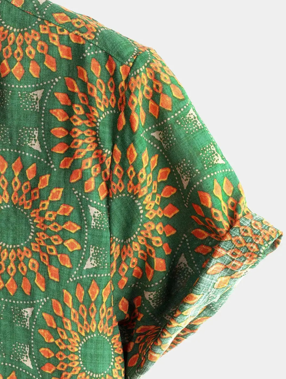 Sunburst Pattern Button-Up Shirt, sleeve and pattern detail
