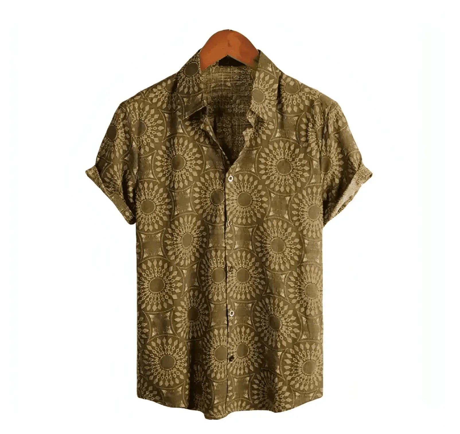 Button up Shirts - Hawaiian Shirts - Beach Shirts - Shirt - Dan Flashes - Tan - Buy Unique Men's Patterned Button Up Shirts at Dan Flashes - Elevate Your Style!