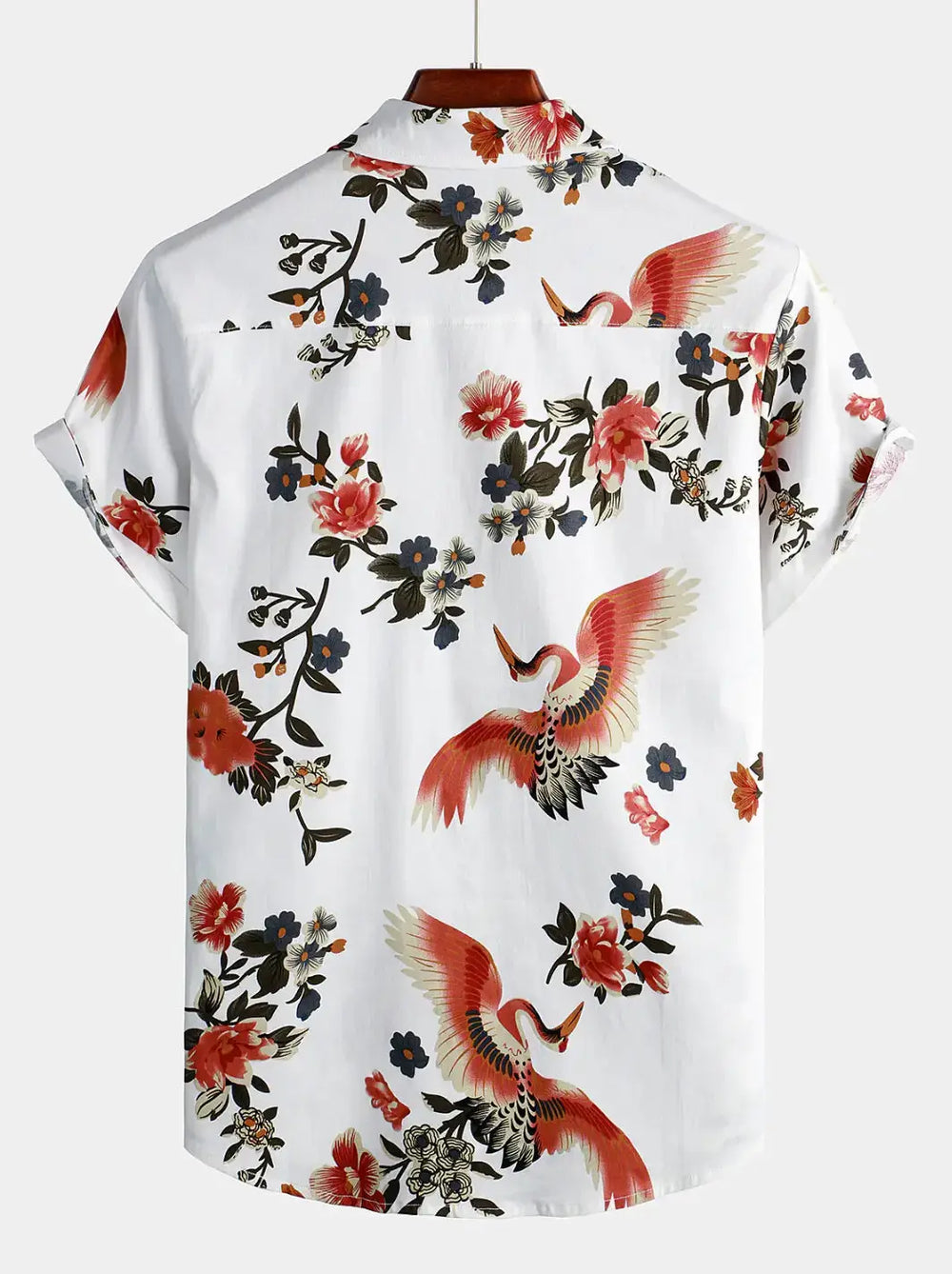 Red Blossom Print Shirt, back view