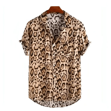 Cheetah Print Button-Up Shirt for men in bamboo hemp - Dan Flashes