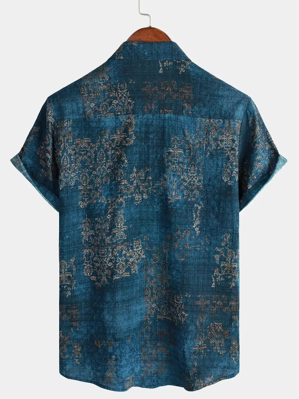 Deep Blue Pattern Button-Up Shirt, back view