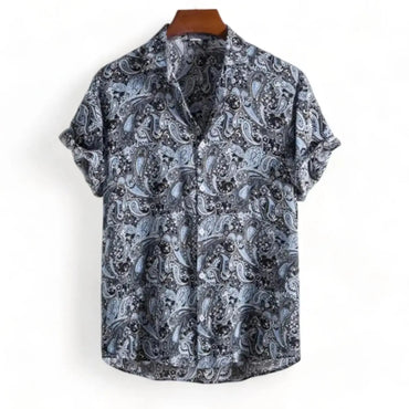 Complicated Pattern Hawaiian Shirt for men in bamboo hemp - Dan Flashes