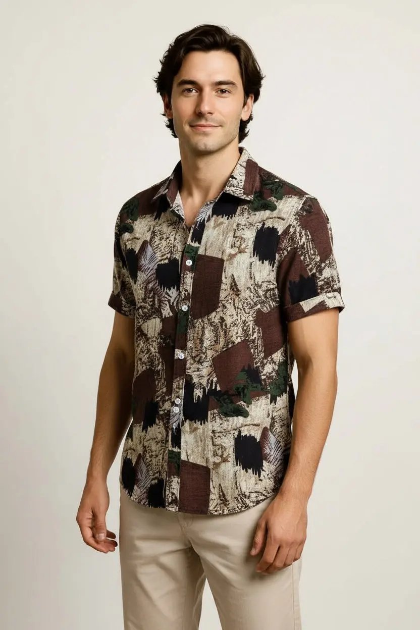 Fashionable Men's Digital Printed Long Sleeve Shirt Dan Flashes