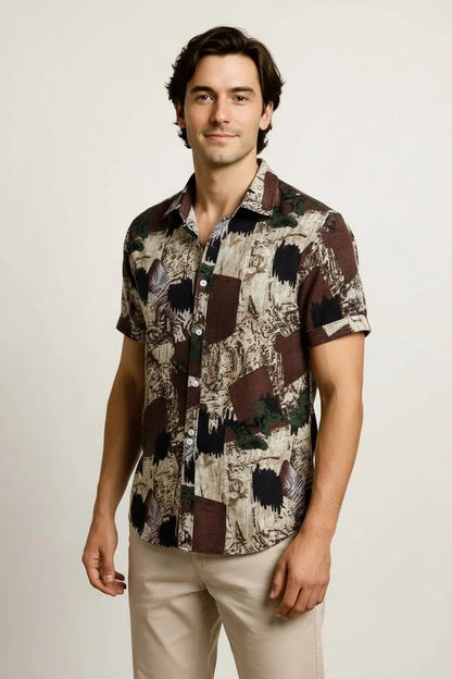 Fashionable Men's Digital Printed Long Sleeve Shirt Dan Flashes