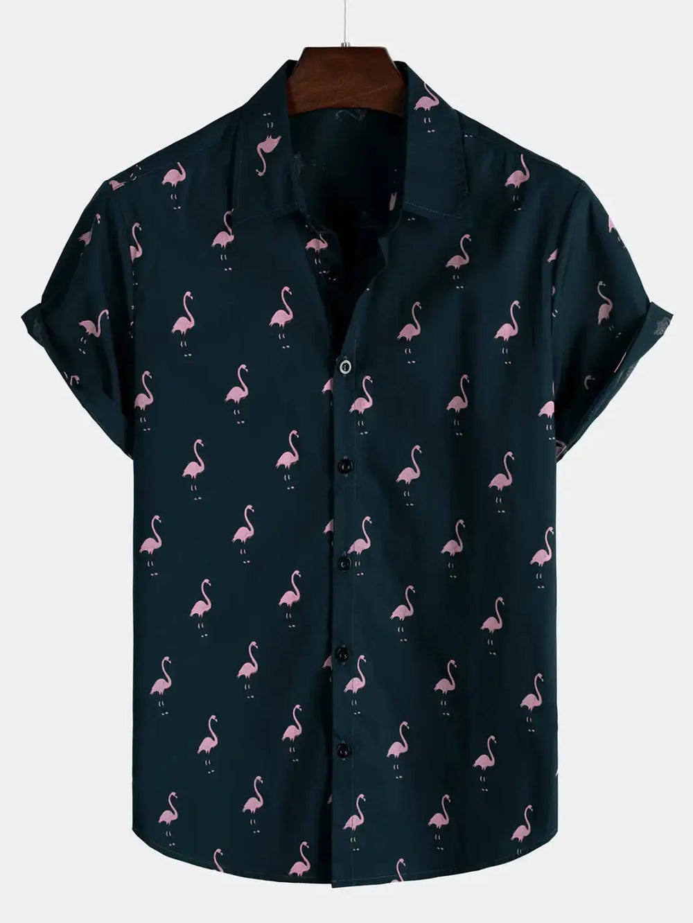 Flamingo Print Shirt, Dark option, front view