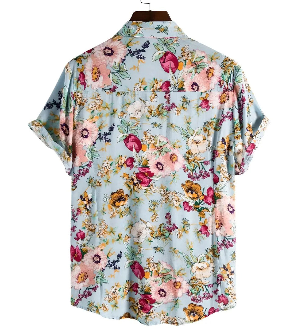 Blue Garden Floral Shirt, back view