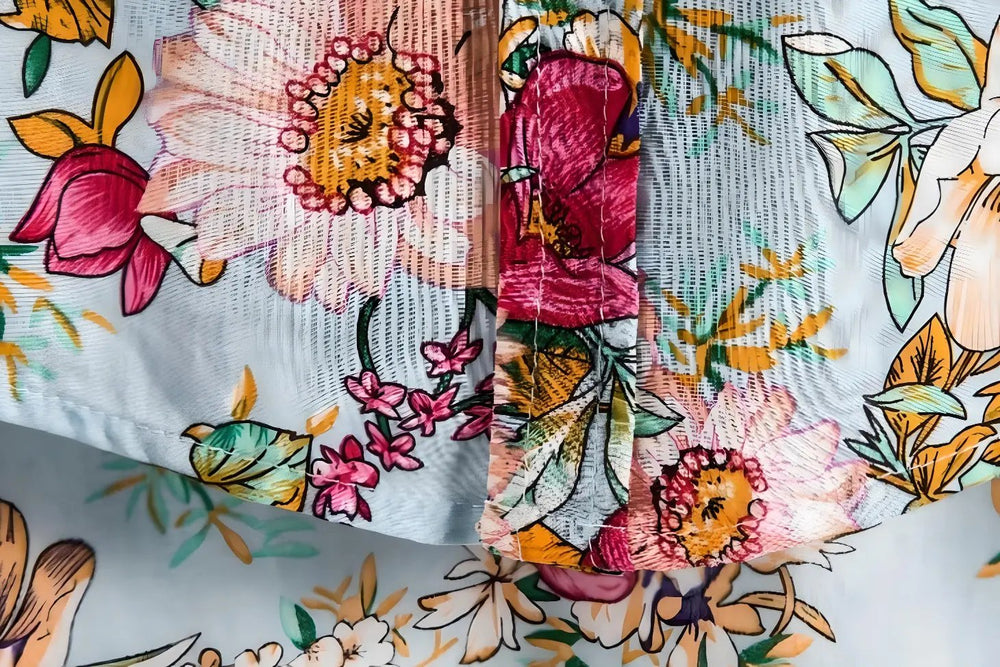 Blue Garden Floral Shirt, button-front and pattern detail