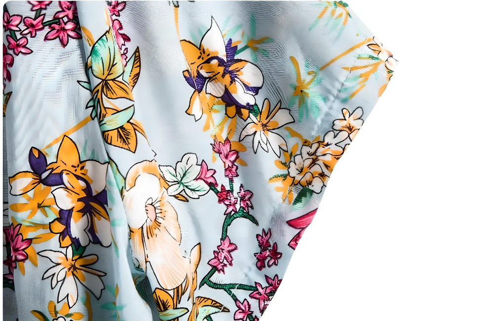 Blue Garden Floral Shirt, sleeve and pattern detail
