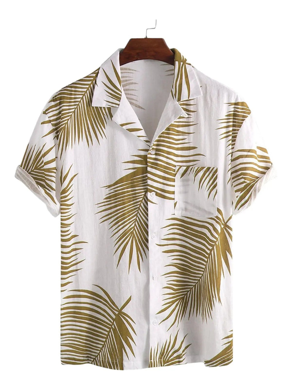 Palm Frond Button-Up Shirt, Gold option, front view