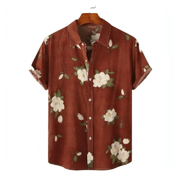 Brown floral Hawaiian shirt for men - Dan Flashes