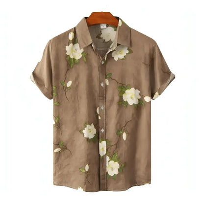 Bloom Floral Hawaiian Shirt, Gray option, front view