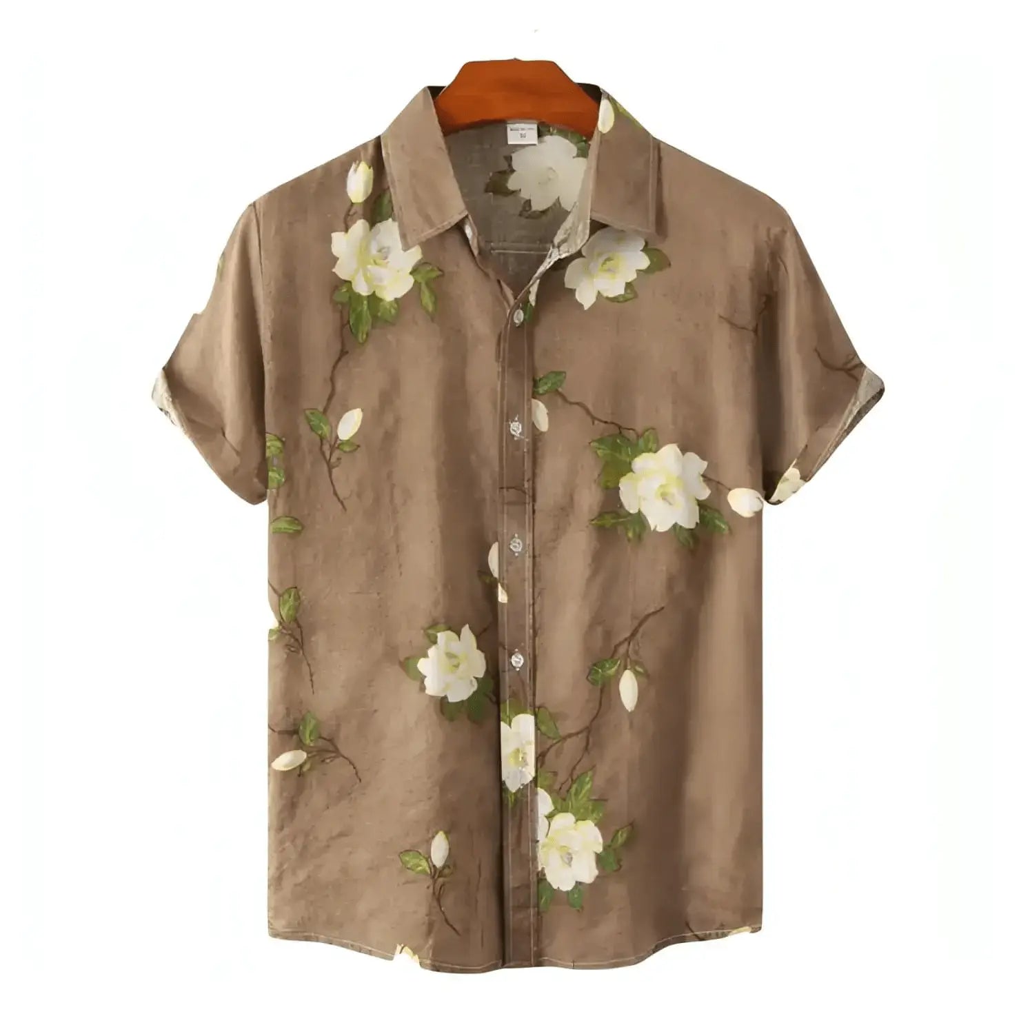 Grey flower button-up shirt with floral pattern, men's Hawaiian shirt - Dan Flashes