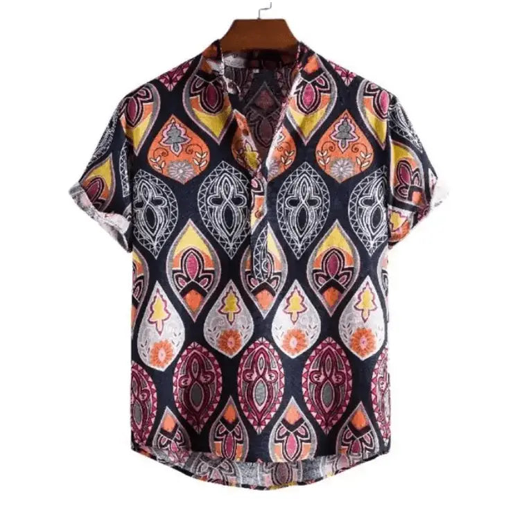 Ornamental Teardrop Print Shirt, Black option, front view