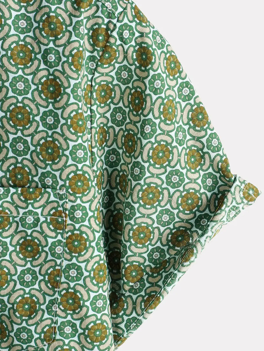 Green Small Floral Pattern Shirt, sleeve and pattern detail
