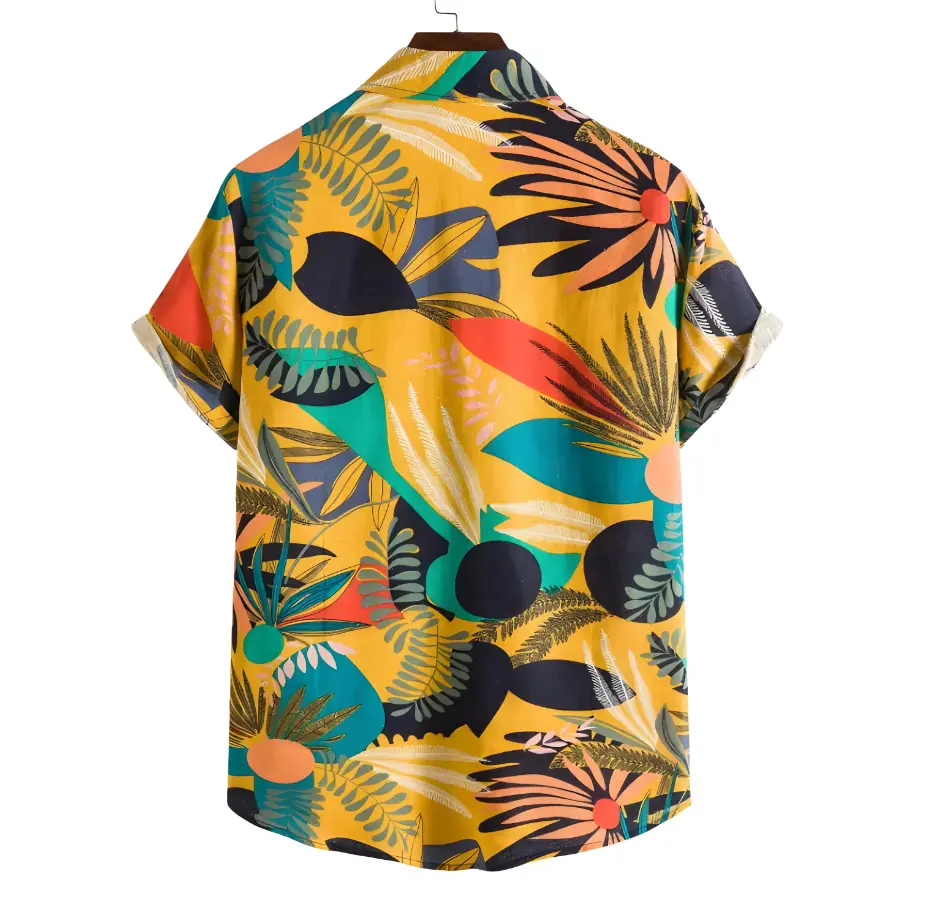 Bold Botanical Beach Shirt, back view