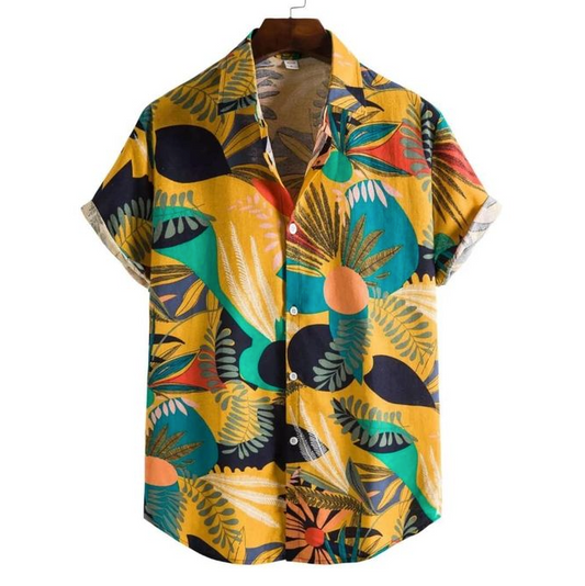 Hawaiian Floral Pattern Beach Shirt - Dan Flashes