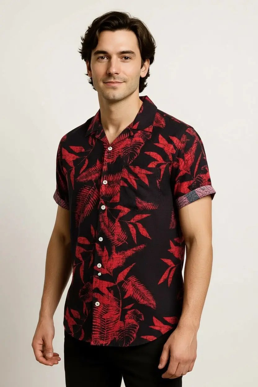 Hawaiian shirts - Black and Red Summer Shirt Dan Flashes