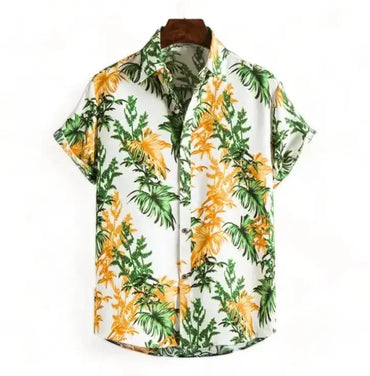 White & Dark Hawaiian Shirt for men in bamboo hemp - Dan Flashes