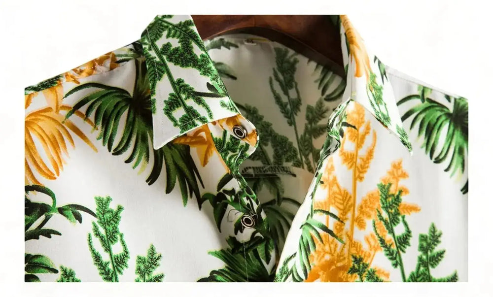 Palm Cluster Hawaiian Shirt, collar detail