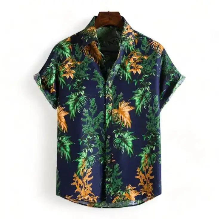Palm Cluster Hawaiian Shirt, Dark option, front view